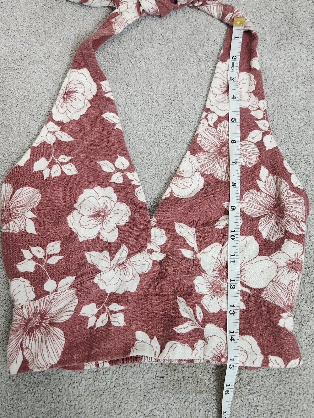 Abercrombie And Fitch Cotton Halter Top Tropical Size XS Smocked Beach Resort - Picture 5 of 9